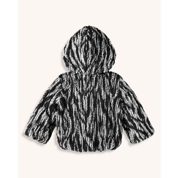 Splendid Girls 12 Striped Faux Fur Jacket Hooded Coat - Picture 2 of 9